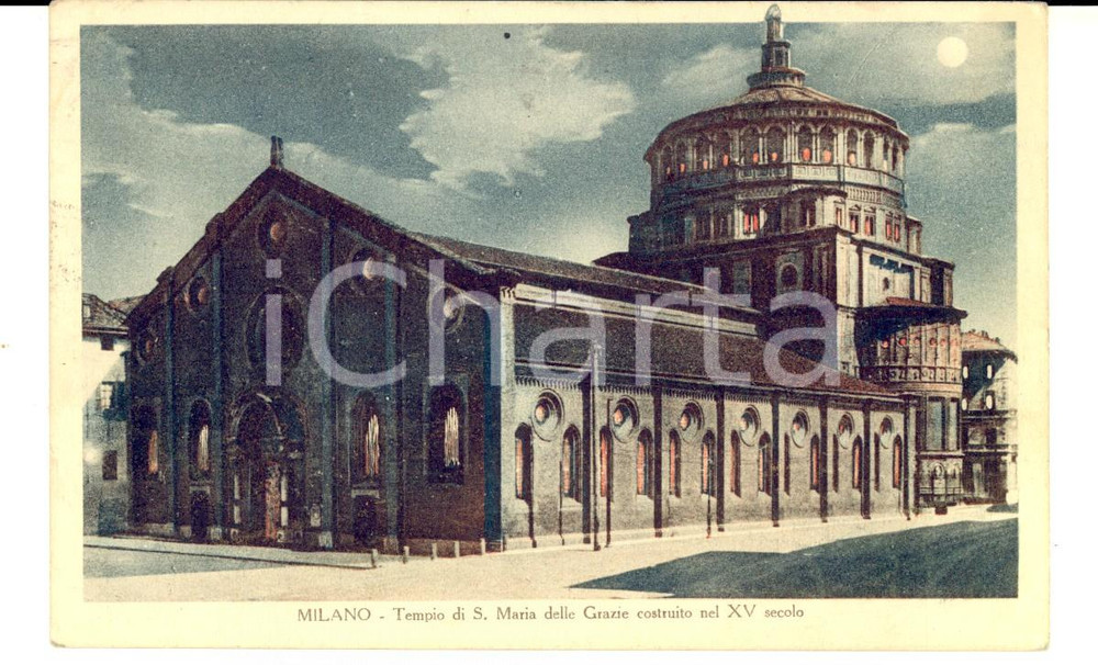 Cartolina originale da collezione 1929 MILANO Santa Maria delle Grazie *Cartolina a Teresa GUASCO DI BISIO FP VG 1