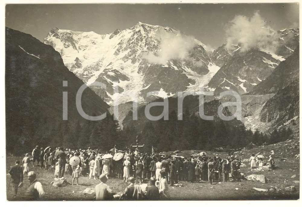 1929 ALPE PEDRIOLA (VB) Una cerimonia religiosa all'aperto *Foto cartolina
