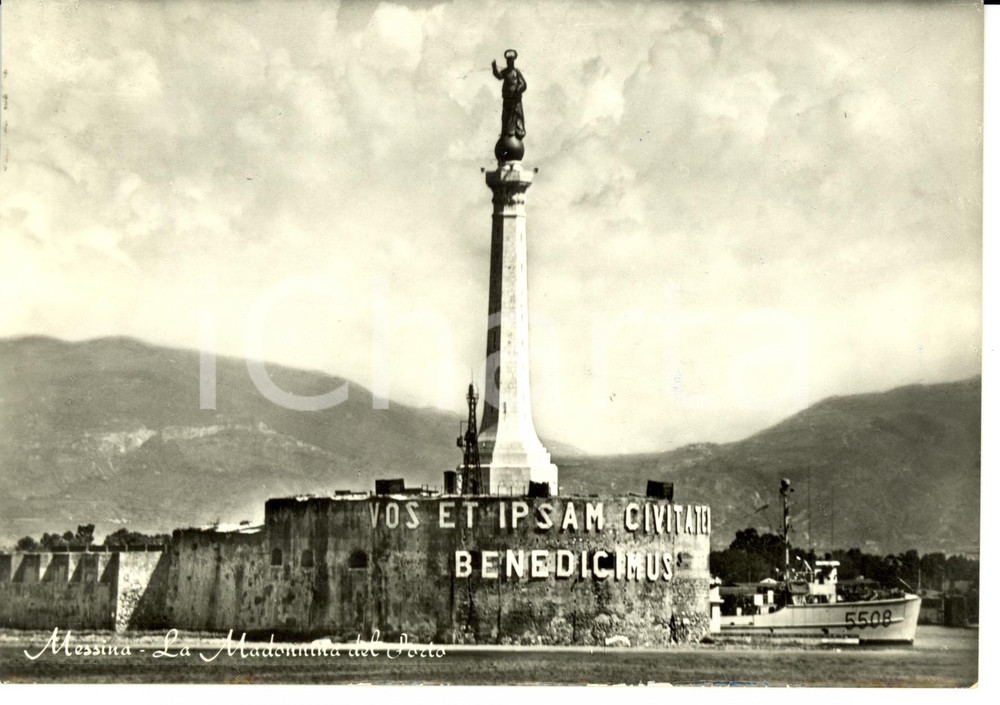 Cartolina originale da collezione 1956 MESSINA La Madonnina del porto Cartolina postale FG VG 1