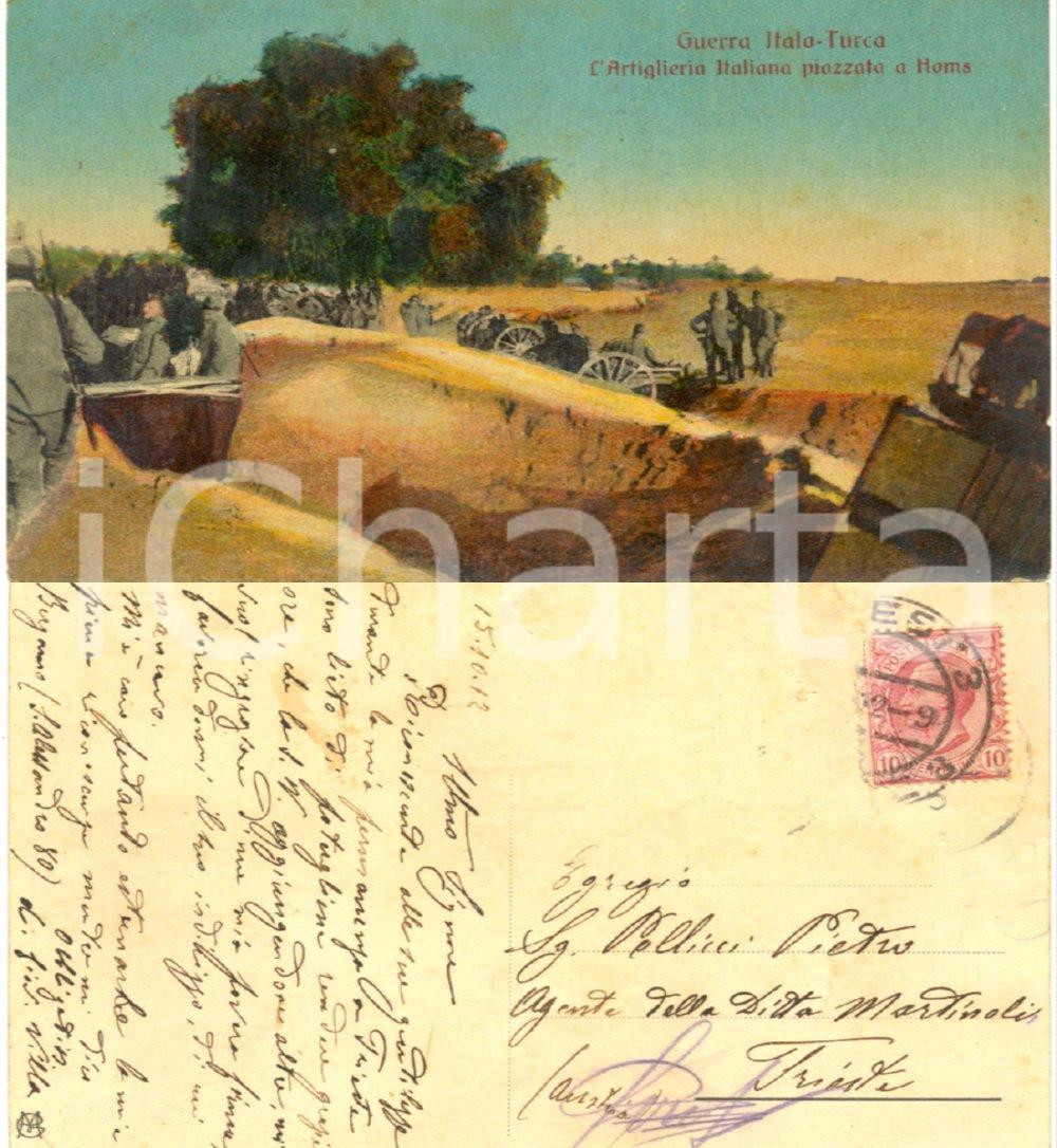 Autografo originale 1912 GUERRA ITALOTURCA Artiglieria a Homs Autografo don Giovanni VILLA BERGAMO 1