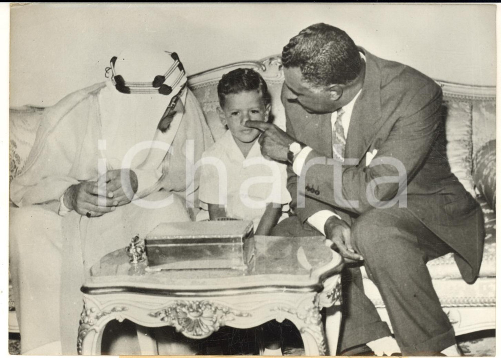 1959 CAIRO King SAUD of Arabia with president NASSER and his son Abd al-Ḥakīm