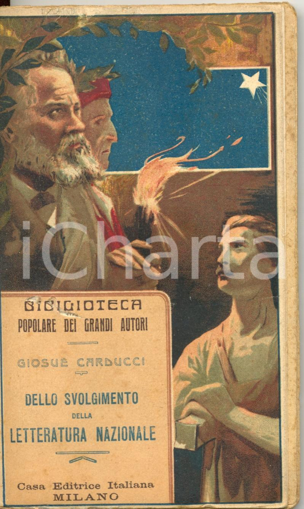 Libro, pubblicazione d epoca 1909 Giosue CARDUCCI Dello svolgimento della letteratura nazionale DANNEGGIATO 1