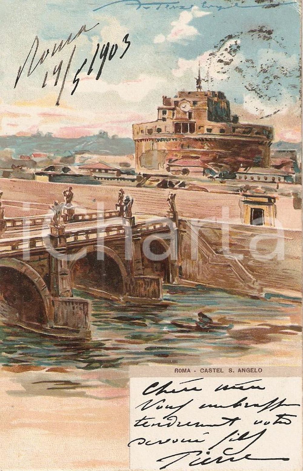 Cartolina originale da collezione 1903 ROMA Castel SANT'ANGELO *Cartolina ILLUSTRATA FP VG 1