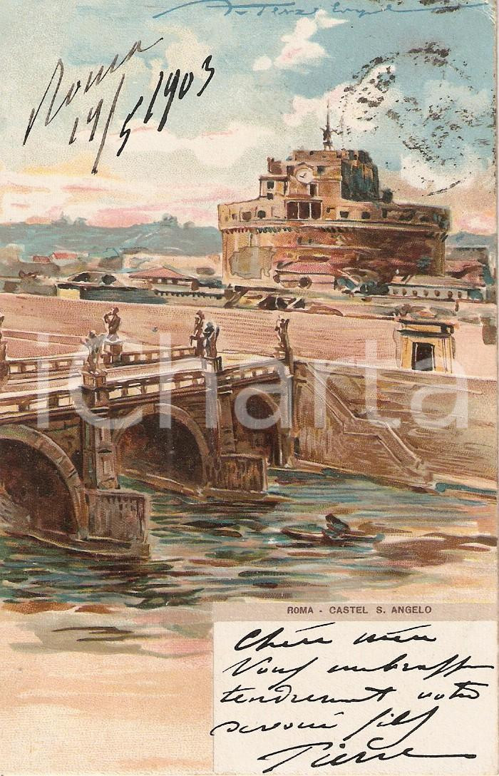 Cartolina originale da collezione 1903 ROMA Castel SANT ANGELO Cartolina ILLUSTRATA FP VG 1