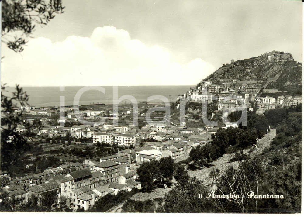 Cartolina originale da collezione 1960 AMANTEA CS Panorama della cittÃ  visto dall alto Cartolina FG VG 1