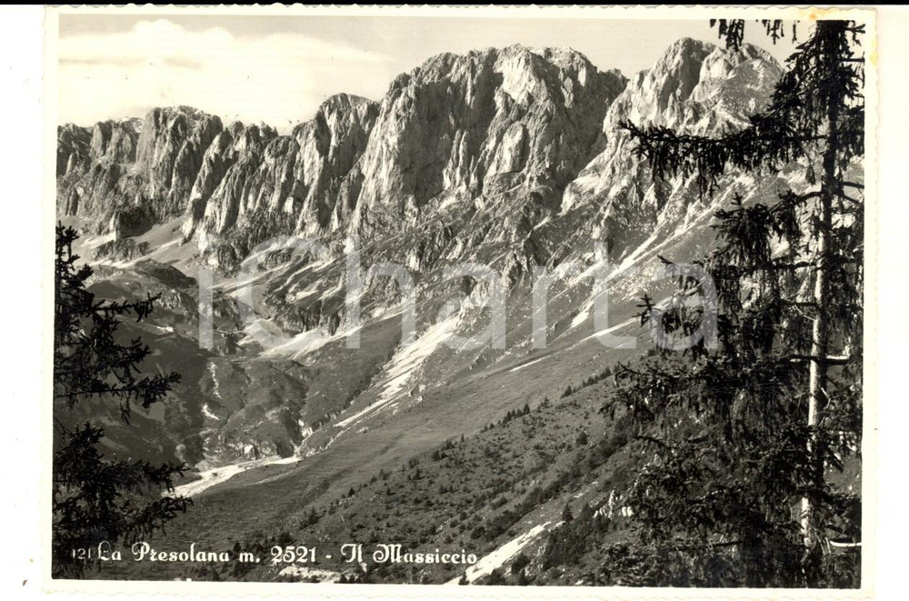 Cartolina originale da collezione 1950 LA PRESOLANA BG Veduta del massiccio montuoso Cartolina postale FG VG 1