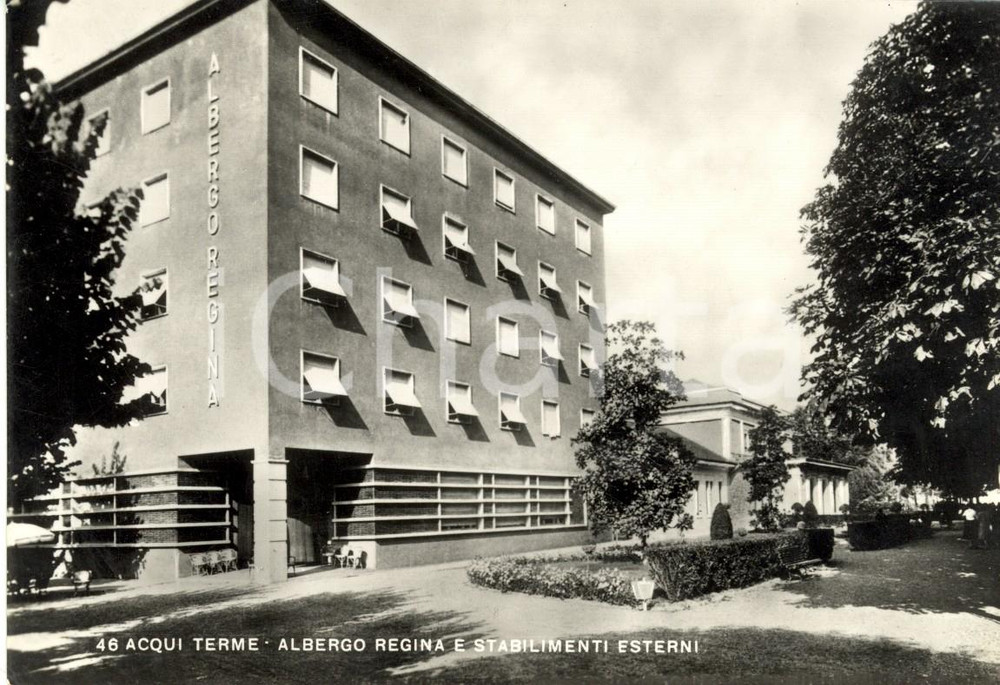 Cartolina originale da collezione 1956 ACQUI TERME AL Albergo REGINA e stabilimenti esterni Cartolina FG VG 1