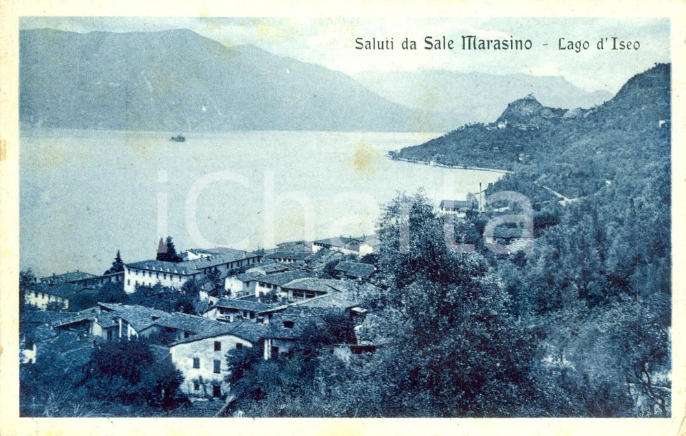 Cartolina originale da collezione 1925 ca SALE MARASINO (BS) Veduta del paese sul lago d'ISEO *Cartolina FP NV 1