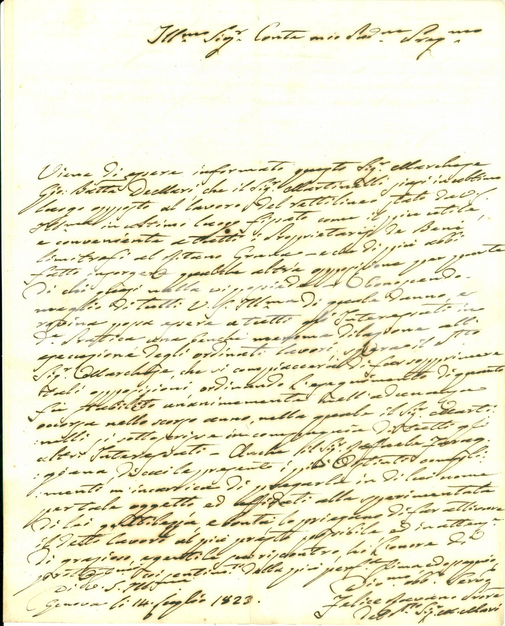 Documento originale, autentico 1823 ALBISOLA SUPERIORE Lavori a terreni Giovanni Battista DE MARI Ritano GRANA 1