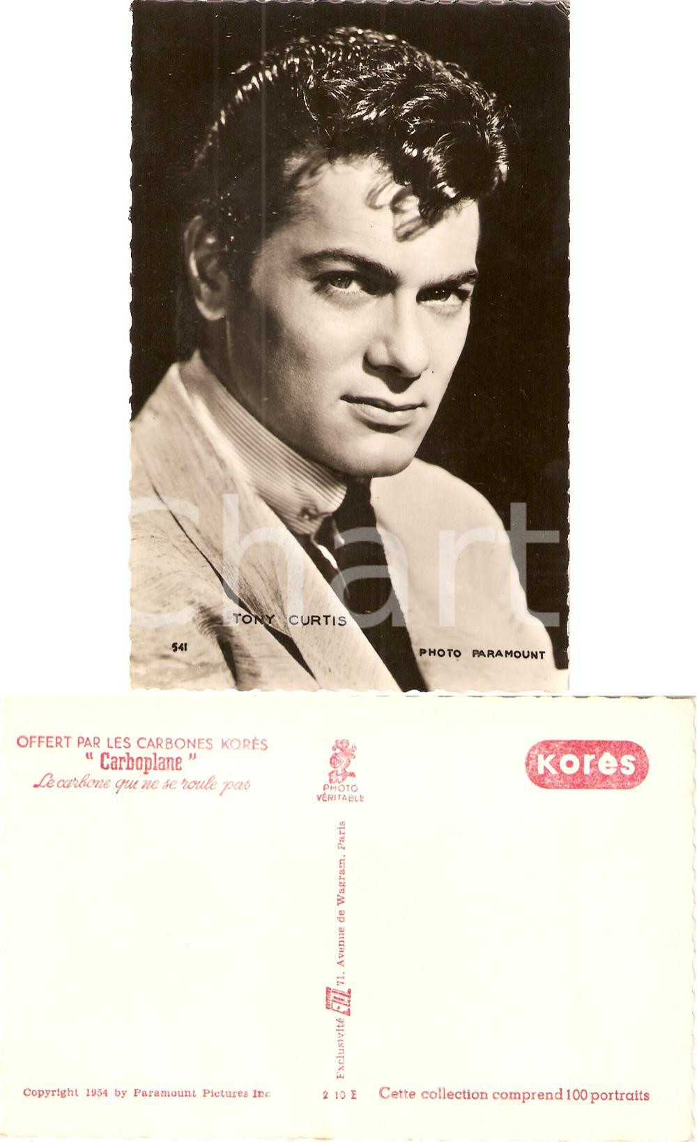 Cartolina originale da collezione 1954 KORES Carboplane Tony CURTIS Actor PARAMOUNT Cartolina FP NV 1
