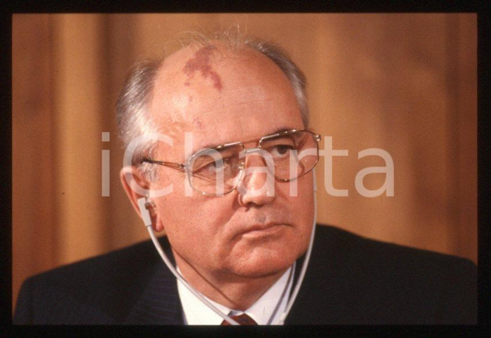 Fotografia d epoca originale 35mm vintage slide 1989 MILANO Michail GORBACHEV President USSR Portrait 10 1