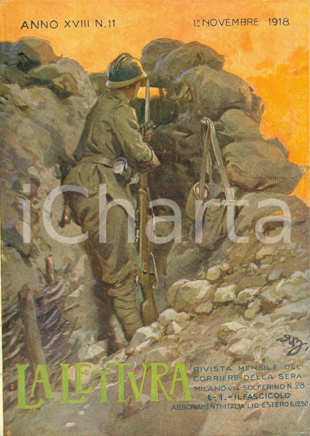 Giornale, rivista storica 1918 LA LETTURA I negri e la guerra *Rivista ILLUSTRATA Anno XVIII n°11 1
