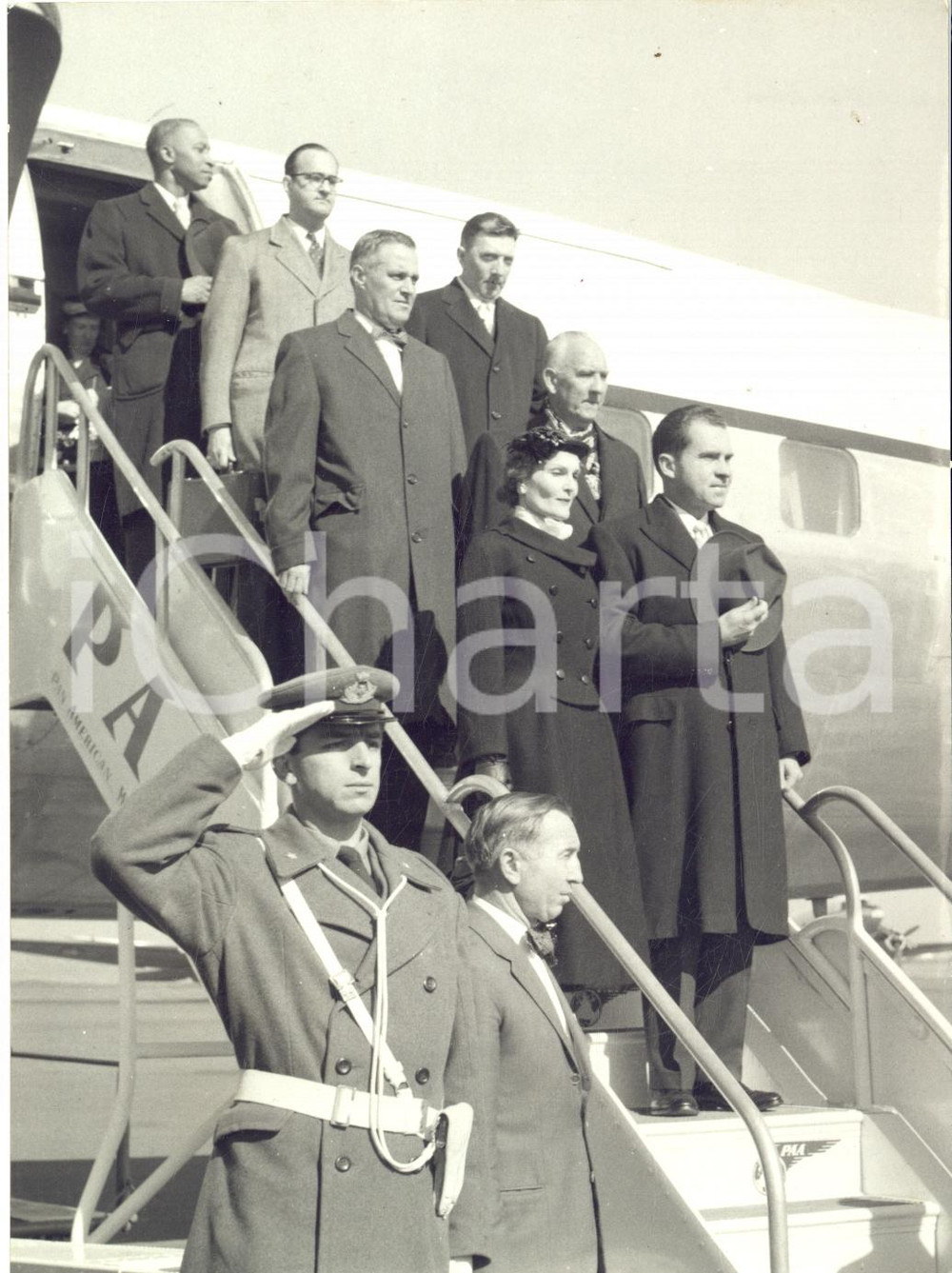1957 ROMA Arrivo di Richard NIXON vicepresidente USA con la moglie - Foto 13x18