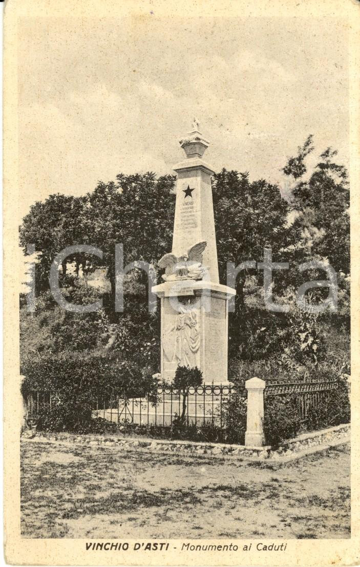 Cartolina originale da collezione 1948 VINCHIO D ASTI AT Veduta del monumento ai Caduti Cartolina postale FP VG 1