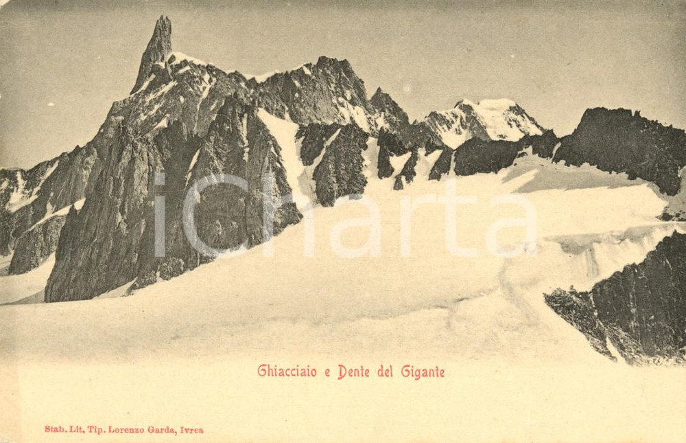 Cartolina originale da collezione 1900 ca VALLE D AOSTA Ghiacciaio e DENTE del GIGANTE Cartolina postale FP NV 1