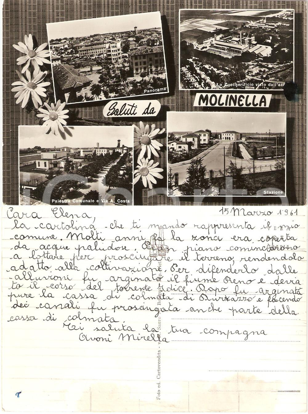 Cartolina originale da collezione 1961 MOLINELLA (BO) Vedutine *Cartolina bambina sulle bonifiche FG NV 1
