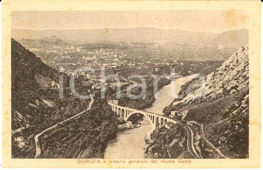 Cartolina originale da collezione 1920 ca GORIZIA Veduta generale del MONTE SANTO Cartolina postale ANIMATA FP NV 1