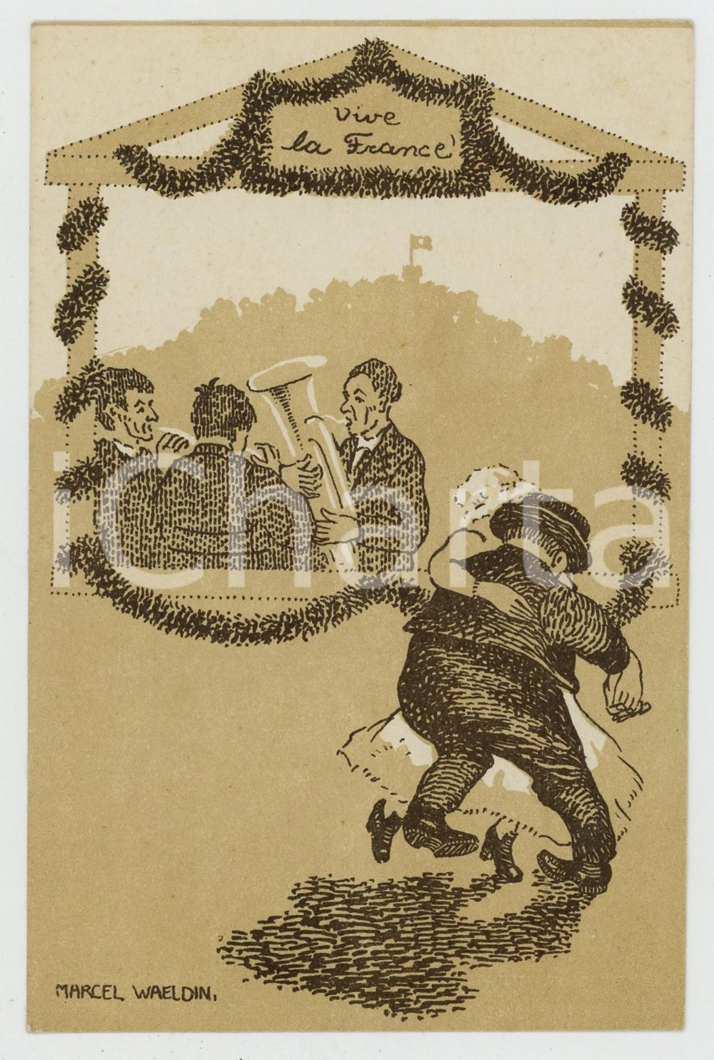 1910 ca FRANCE Souvenir de la Fête nationale - ill. Marcel WAELDIN *Postcard  Cartolina postale d'epoca, non viaggiata. GOOD/buono  Formato: 9x14 cm originale e autentica 1