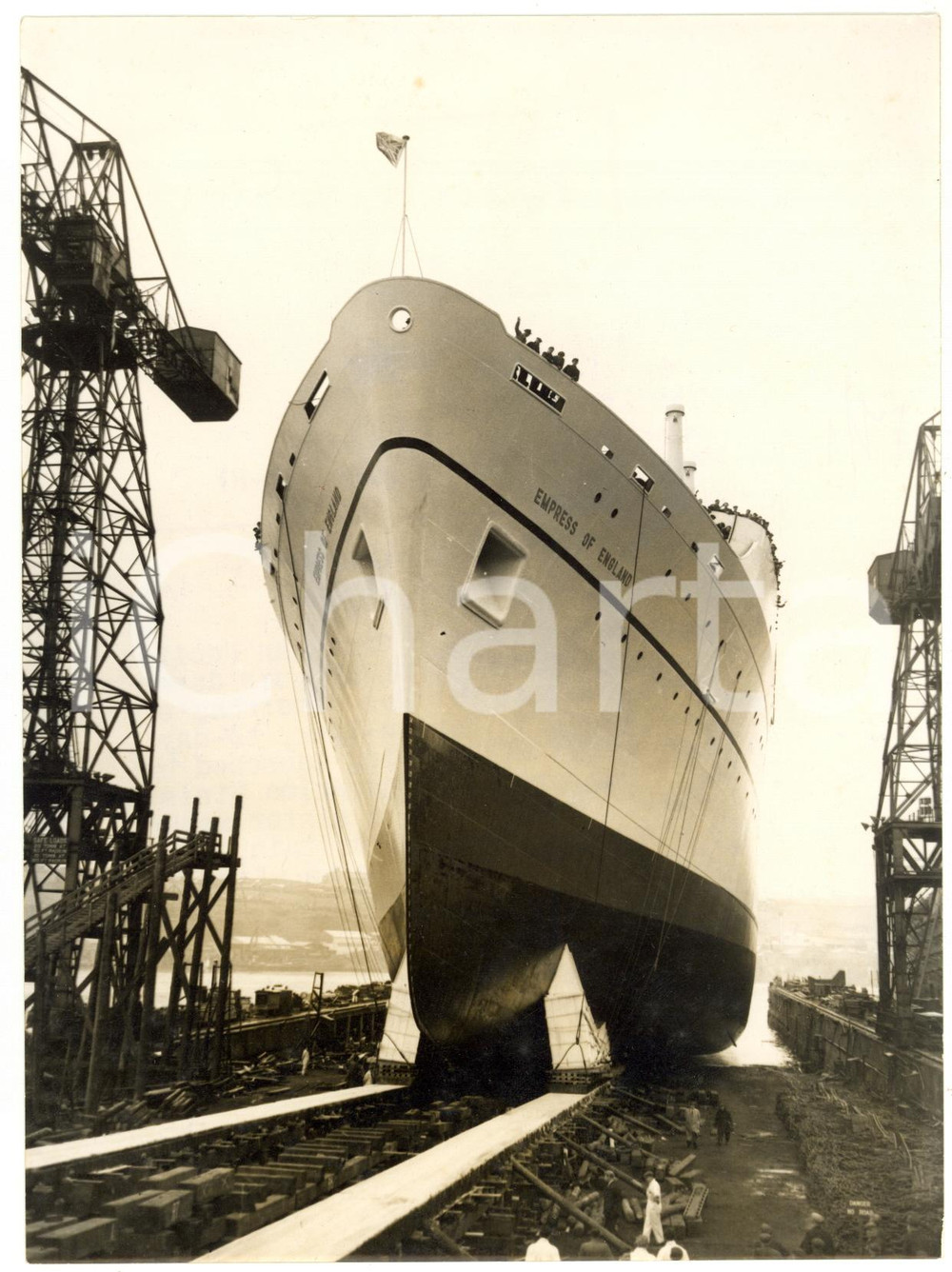 1956 NEWCASTLE UPON TYNE Launching of the T/n EMPRESS OF ENGLAND *Photo 15x20 cm