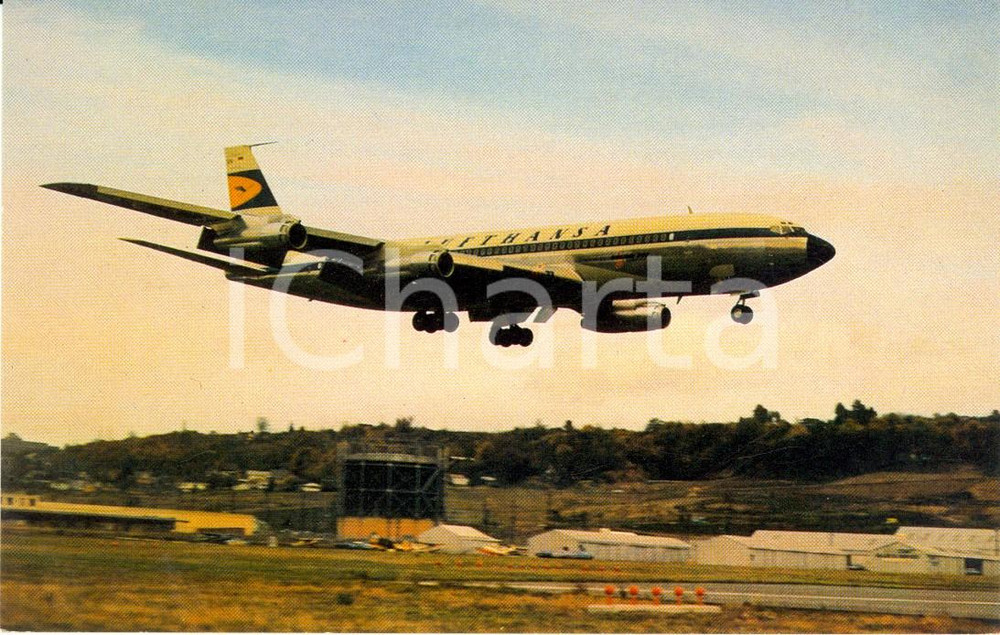 Cartolina originale da collezione 1965 SEATTLE USA Atterraggio Aereo LUFTHANSA 707330C DABUA Cartolina FP NV 1