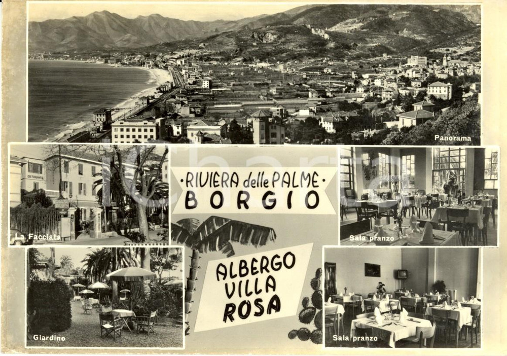 Cartolina originale da collezione 1960 ca BORGIO VEREZZI SV Albergo VILLA ROSA di BERGALLO Cartolina FG VG 1