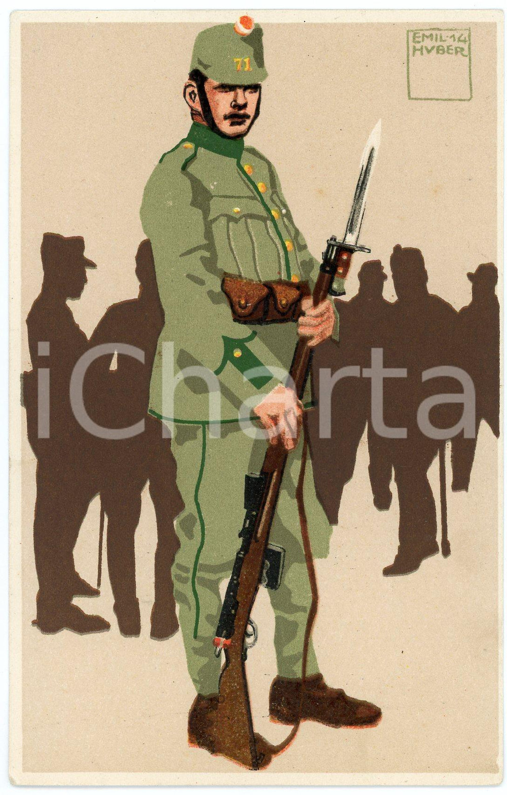1914 WW1 - FELDUNIFORM Illustrated by Emil HUBER - Postcard FP NV (3)  Cartolina postale d'epoca, non viaggiata.CONDIZIONI: GFORMATO: FP    originale e autentica 1