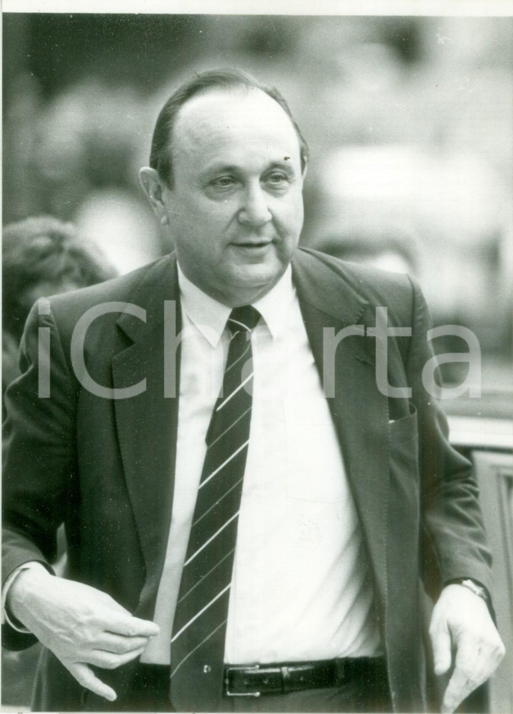 Fotografia d epoca originale 1980 ca PARIS Hans Dietrich GENSCHER Ministro affari esteri tedesco Fotografia 1