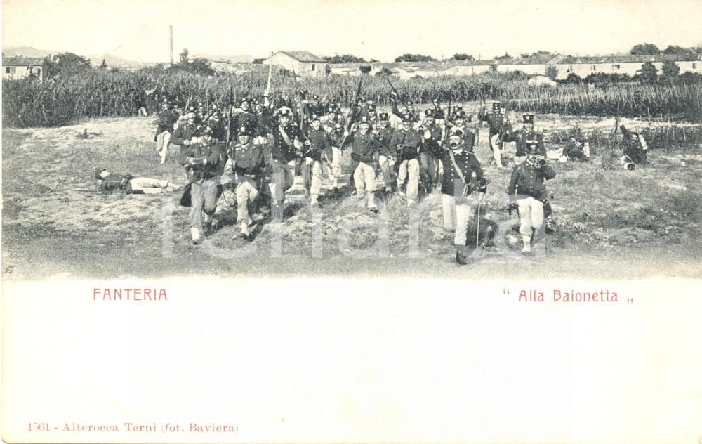 Cartolina originale da collezione 1900 ca REGIO ESERCITO Carica di Fanteria alla Baionetta Cartolina FP NV 1