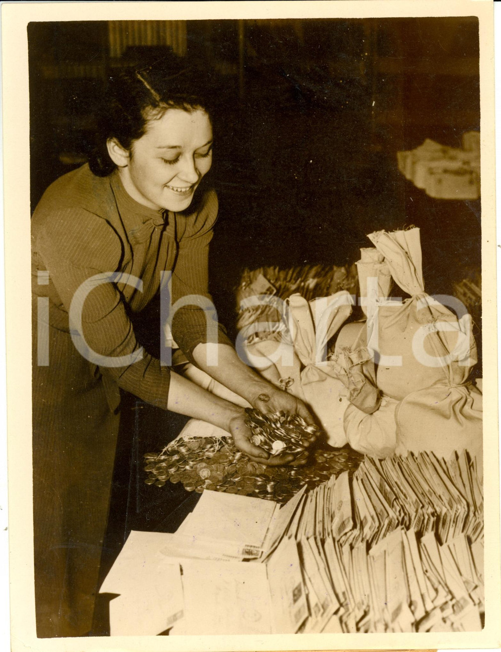 Fotografia d epoca originale 1939 WASHINGTON USA Segretaria conta fondi Campagna contro Paralisi Infantili 1