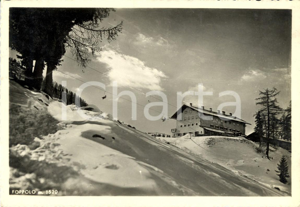 Cartolina originale da collezione 1953 FOPPOLO (BG) Stazione partenza della seggiovia *Cartolina ANIMATA FG VG 1