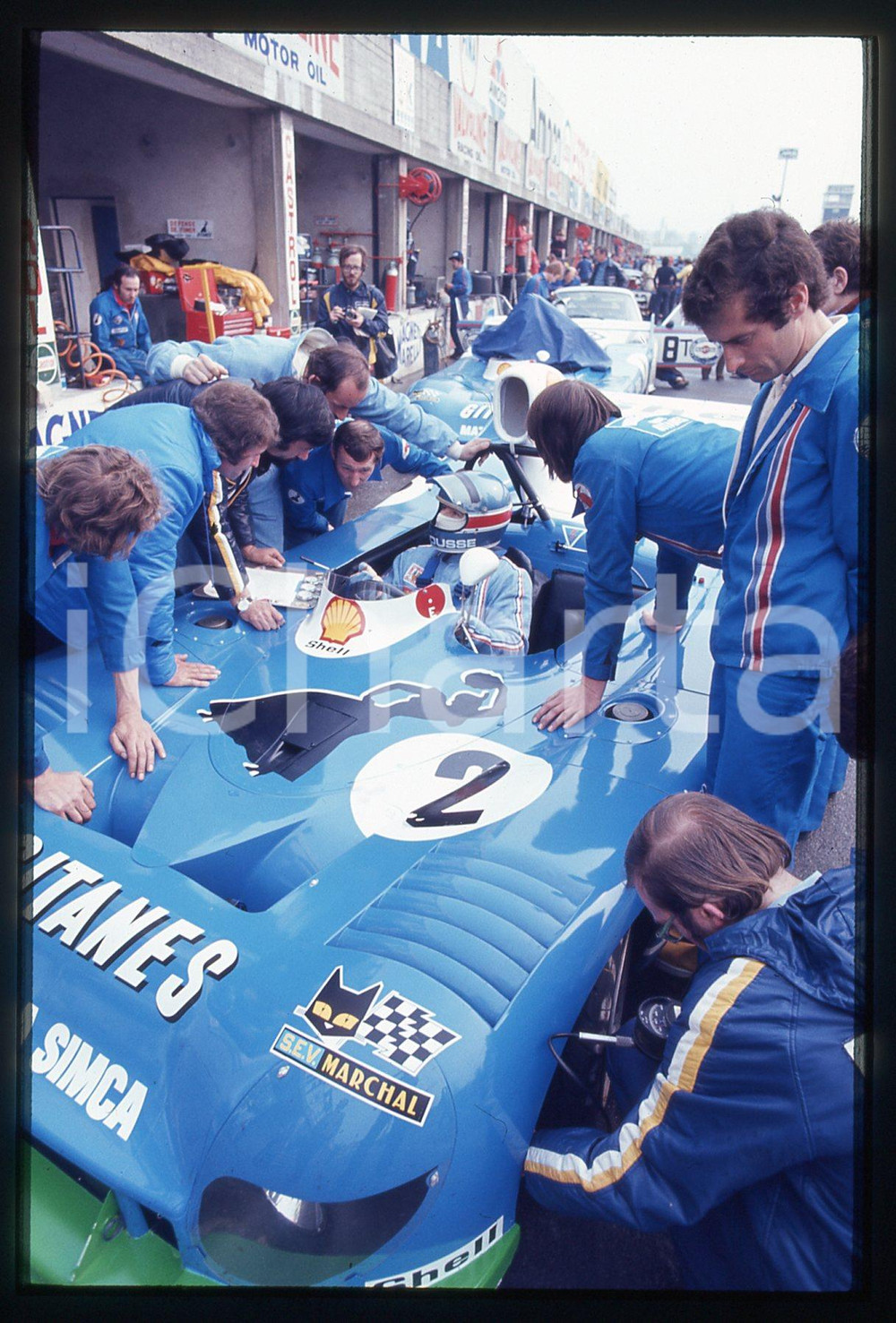35mm vintage slide* 1974 1000 KM MONZA Gerard LARROUSSE su MATRA MS670C ai box