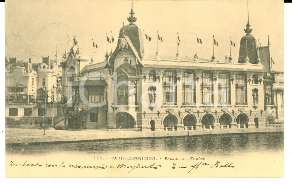 Autografo originale 1900 PARIS Expo - Palais des Forets *Autografo col. Giovanni BONA Fanteria FP 1