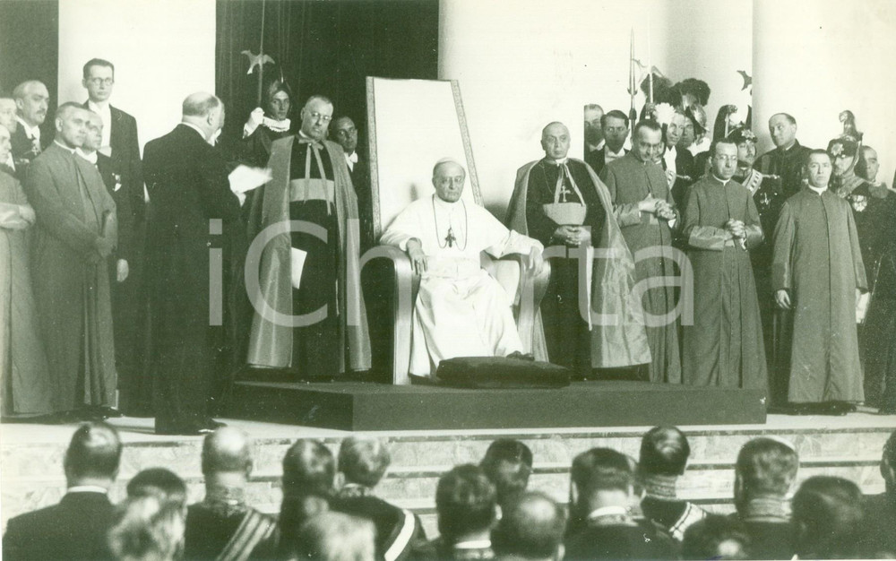 Fotografia d epoca originale 1936 ROMA VATICANO Papa PIO XI inaugura Esposizione Mondiale Stampa Cattolica 1