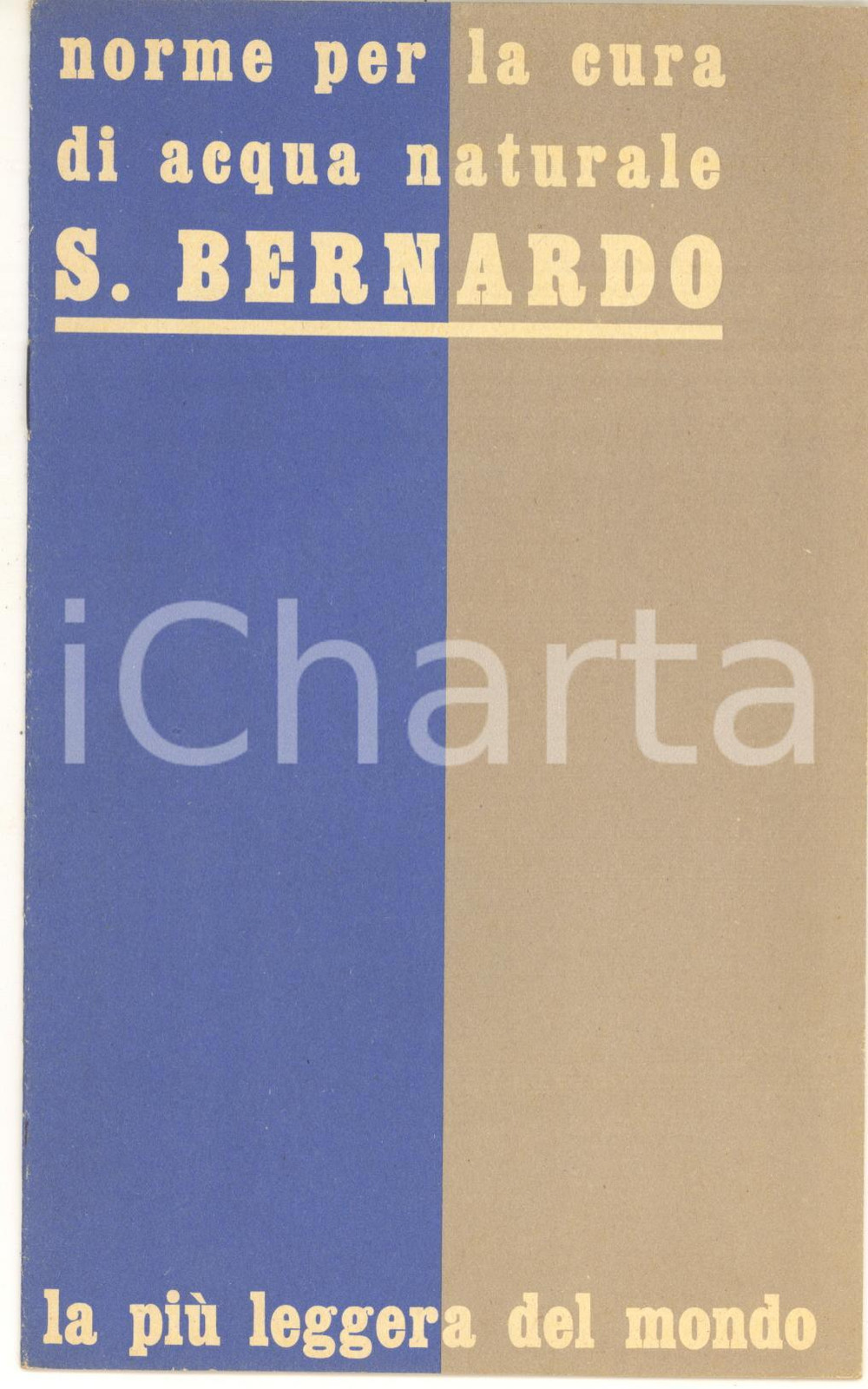 1938 Fonti S. BERNARDO - Norme per la cura di acqua naturale - Libretto 14 pp.