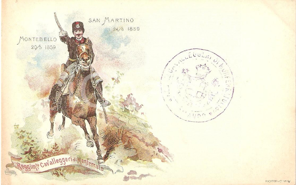 Cartolina originale da collezione 1900 ca Reggimento Cavalleggeri di MONFERRATO FP NV 1