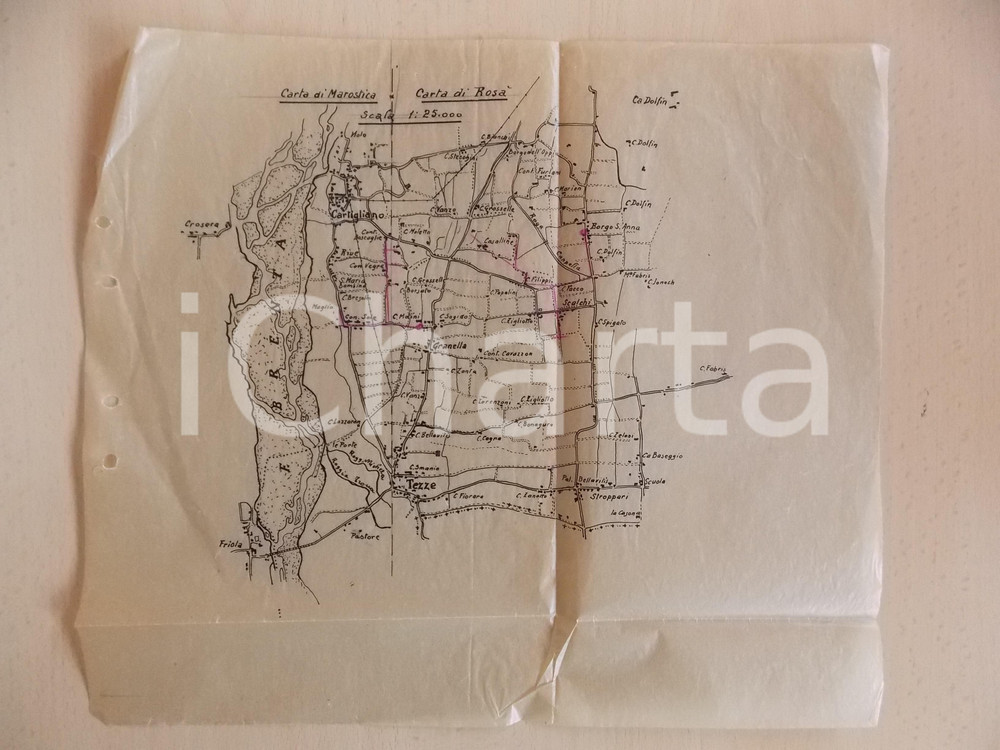 Mappa, planimetria storica 1930 ca MAROSTICA (VI) Lottizzazione area BRENTA *Planimetria su velina 36x31 cm 1