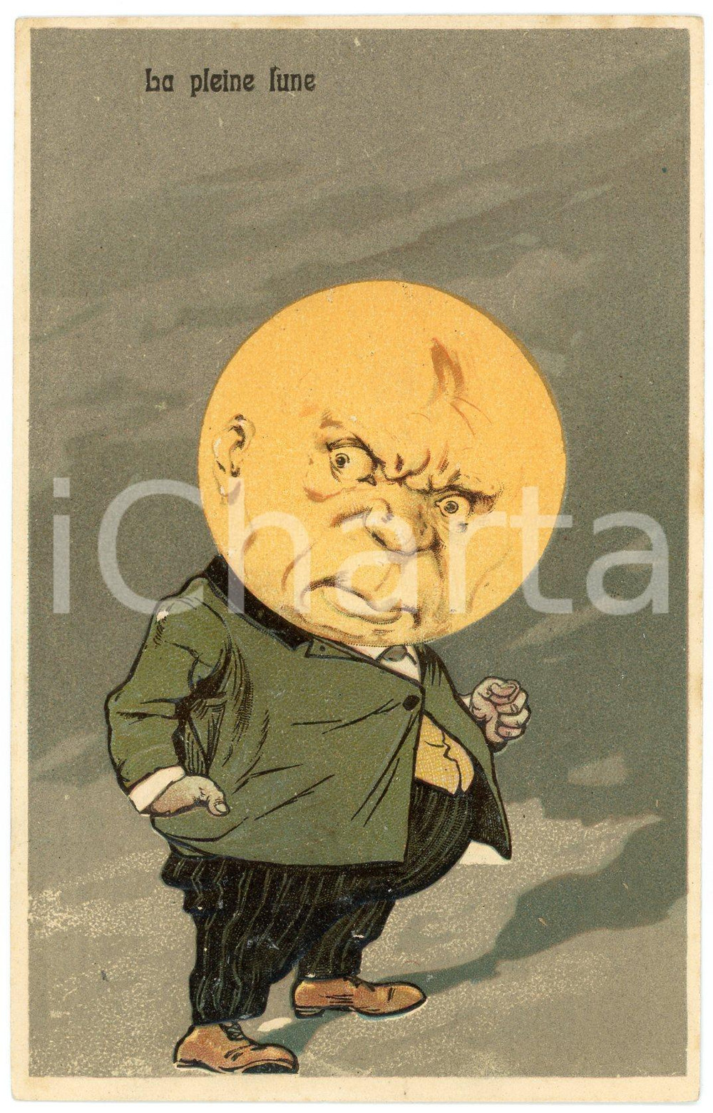 1910 ca La pleine lune - Anthropomorphic French postcard - Embossed  Cartolina postale d'epoca, non viaggiata.CONDIZIONI: GFORMATO: FP    originale e autentica 1