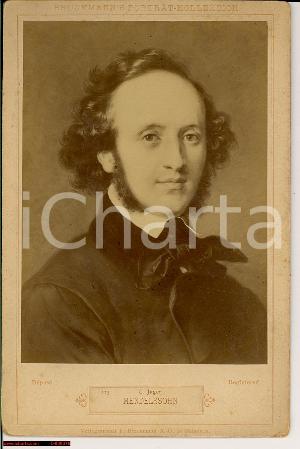 Fotografia d'epoca originale 1880 Carl JAEGER Portrait MENDELSSOHN BRUCKMANN'S Photo 1