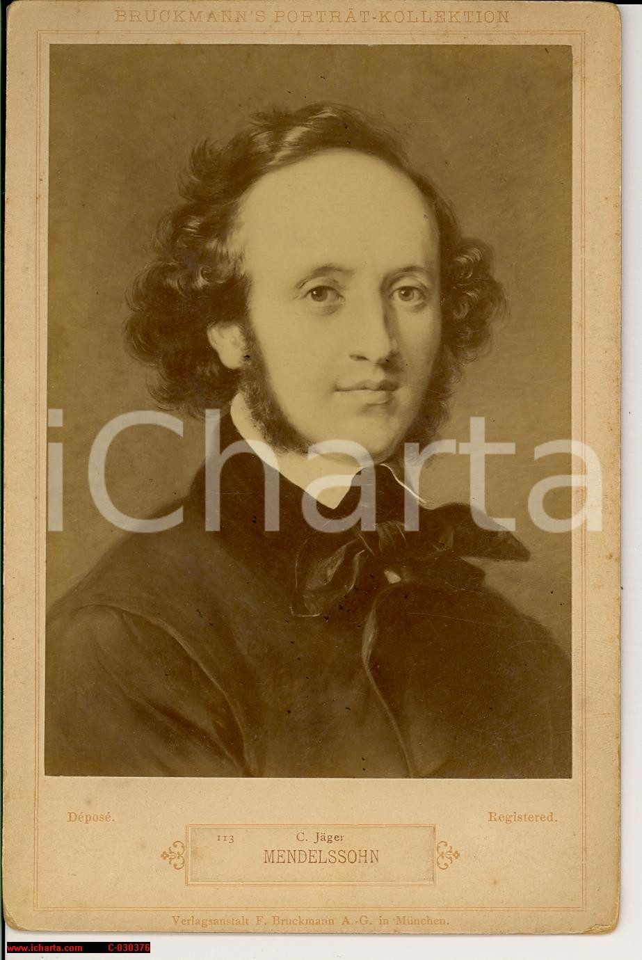 Fotografia d epoca originale 1880 Carl JAEGER Portrait MENDELSSOHN BRUCKMANN S Photo 1