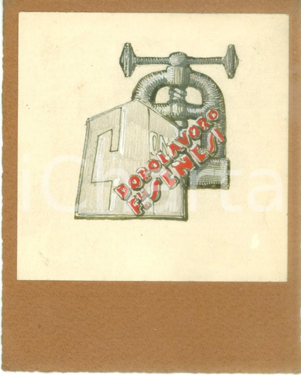 Stampa, bozzetto originale 1935 ca MILANO Ditta SENESI Dopolavoro Bozzetto DISEGNATO A MANO per medaglia 1