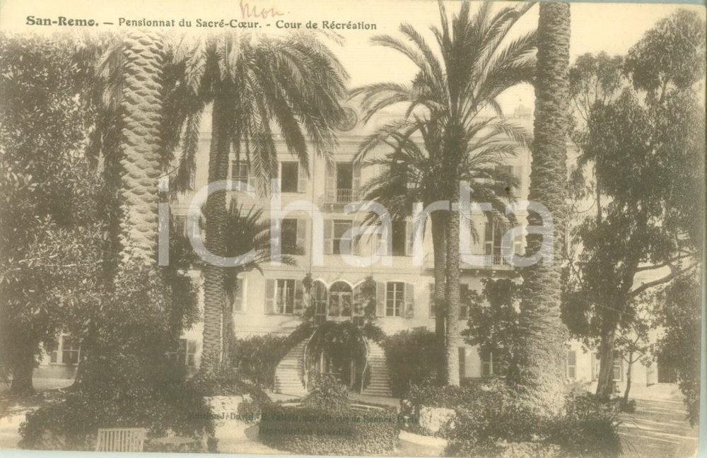 Cartolina originale da collezione 1920 SANREMO IM Cortile del Pensionato del SACRO CUORE Cartolina FP NV 1