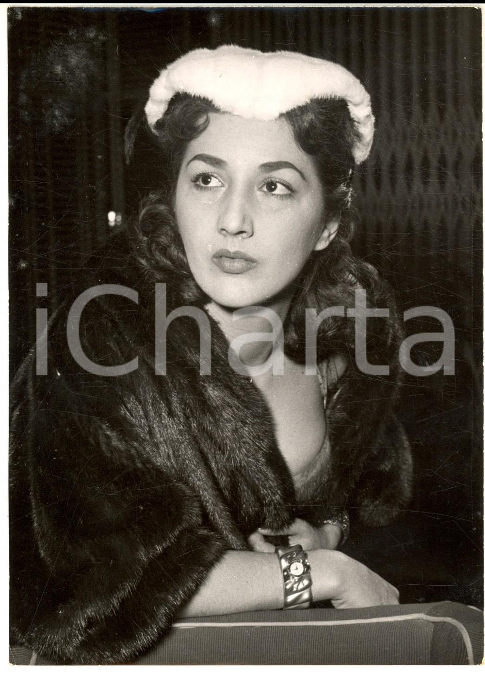 1955 ROMA Ritratto dell'attrice Gianna ALFIERI in pelliccia *Foto 13x18 cm