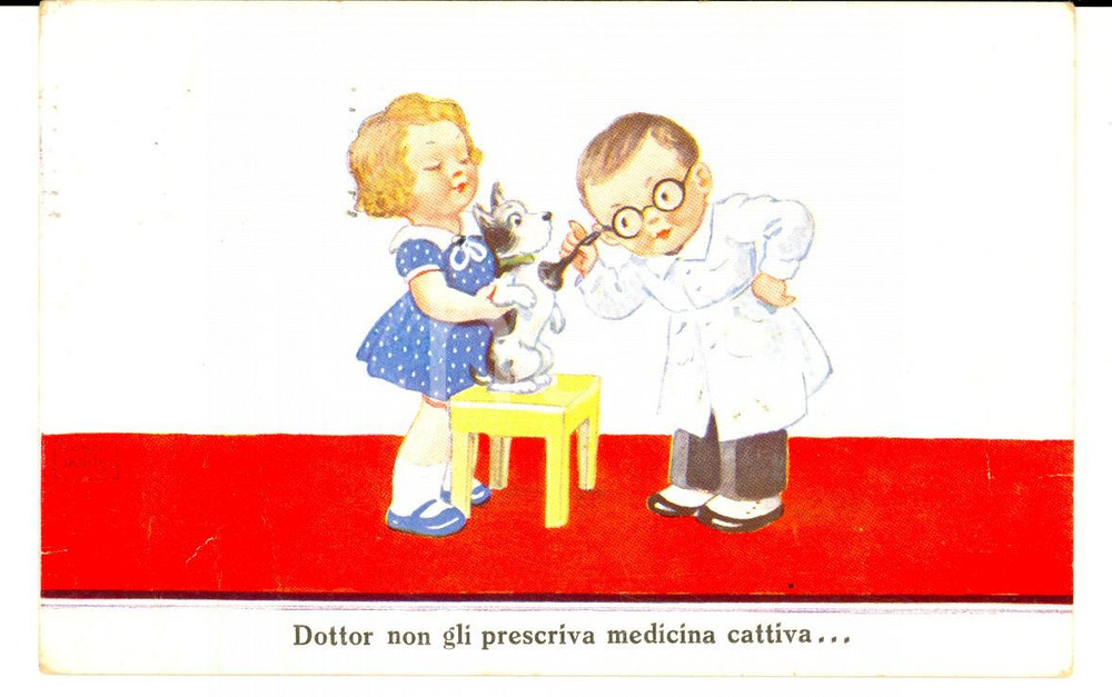 Cartolina originale da collezione 1936 Dottor non gli prescriva medicina cattiva *Cartolina UMORISTICA ill. WILLS 1