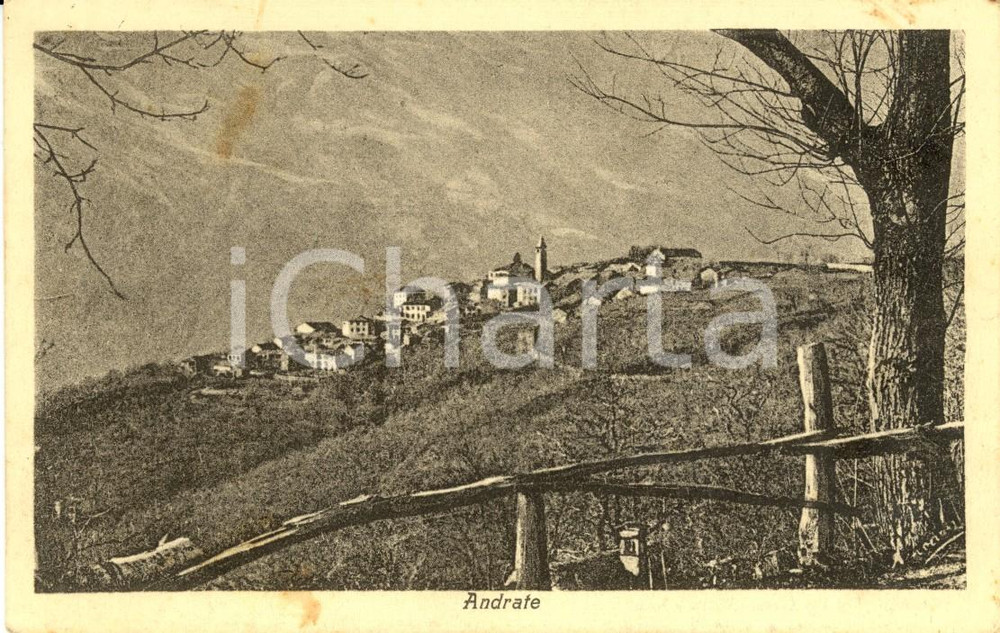 Cartolina originale da collezione 1928 ANDRATE (TO) Veduta panoramica del paese *Cartolina postale FP VG 1