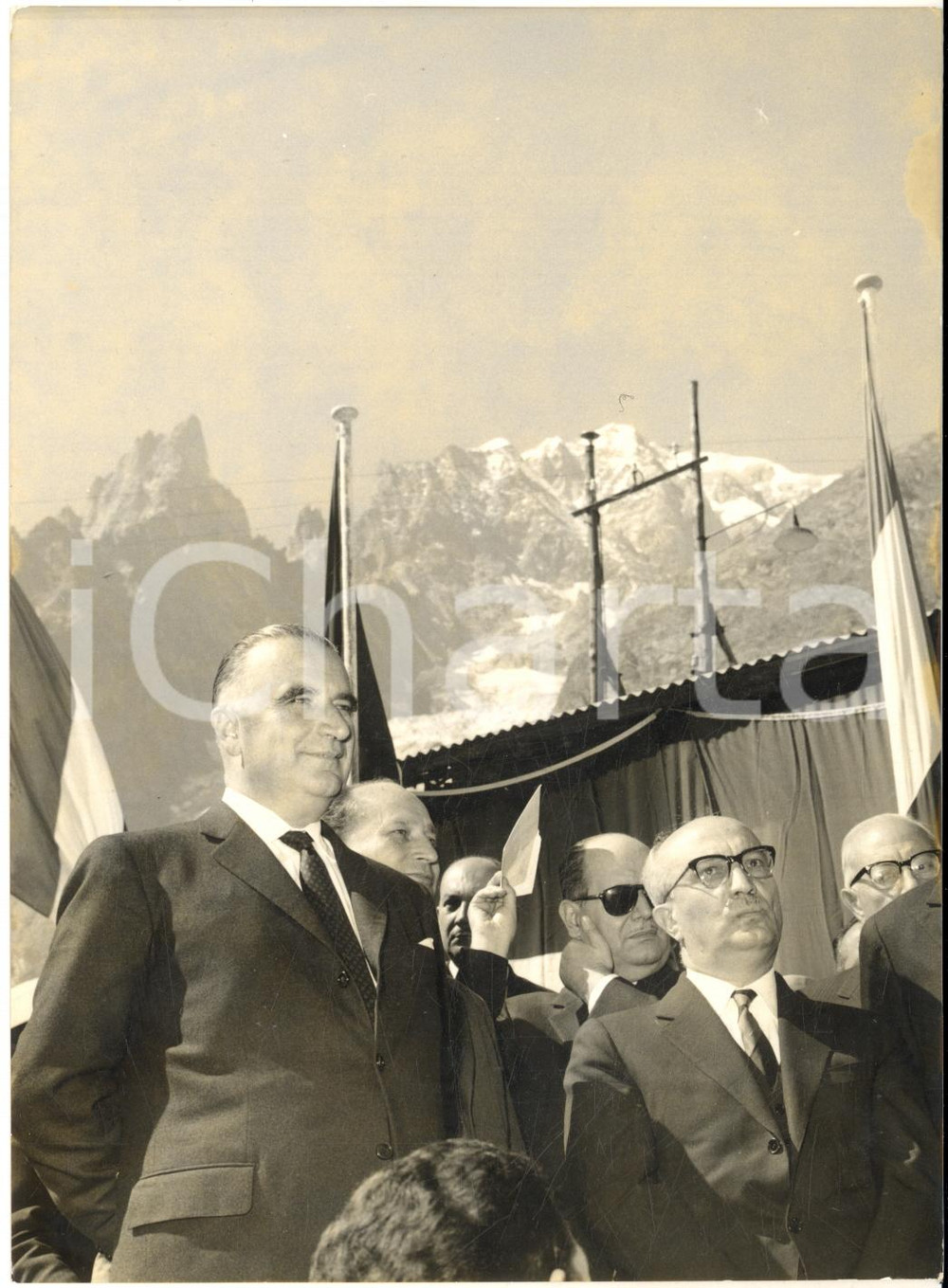 1962 TRAFORO MONTE BIANCO Visita Georges POMPIDOU - Amintore FANFANI *Foto 13x18