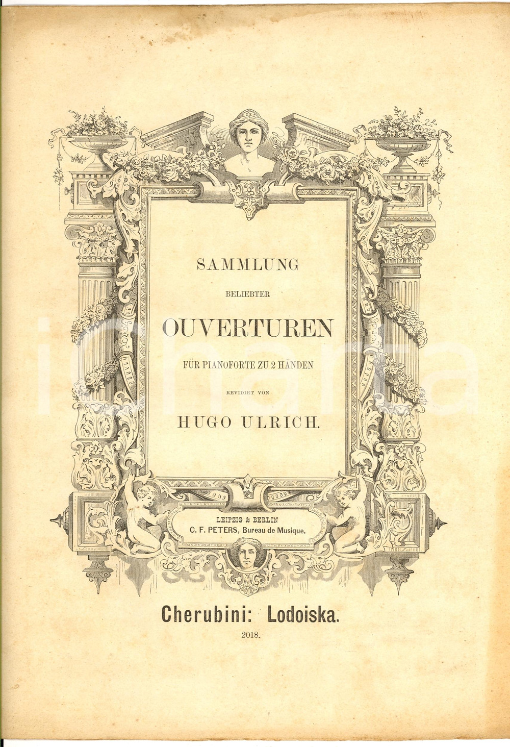 Oggetto da collezione cartaceo 1880 Hugo ULRICH Lodoiska CHERUBINI Pianoforte 2 mani 1