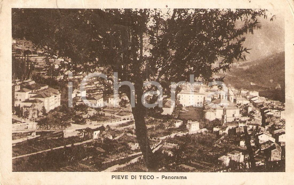 Cartolina originale da collezione 1934 PIEVE DI TECO (IM) Veduta panoramica dall'alto *Cartolina FP VG 1