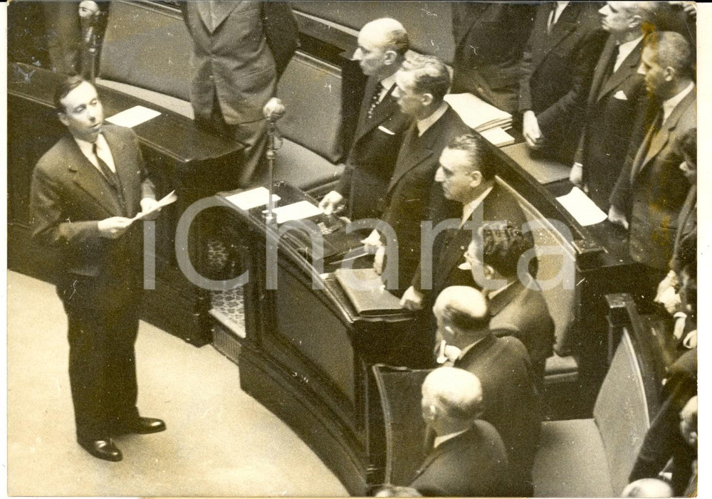 Fotografia d epoca originale 1959 PARIS Michel DEBRE  Ã  la rentrÃ©e de l AssemblÃ©e Nationale Photo 18x13 1
