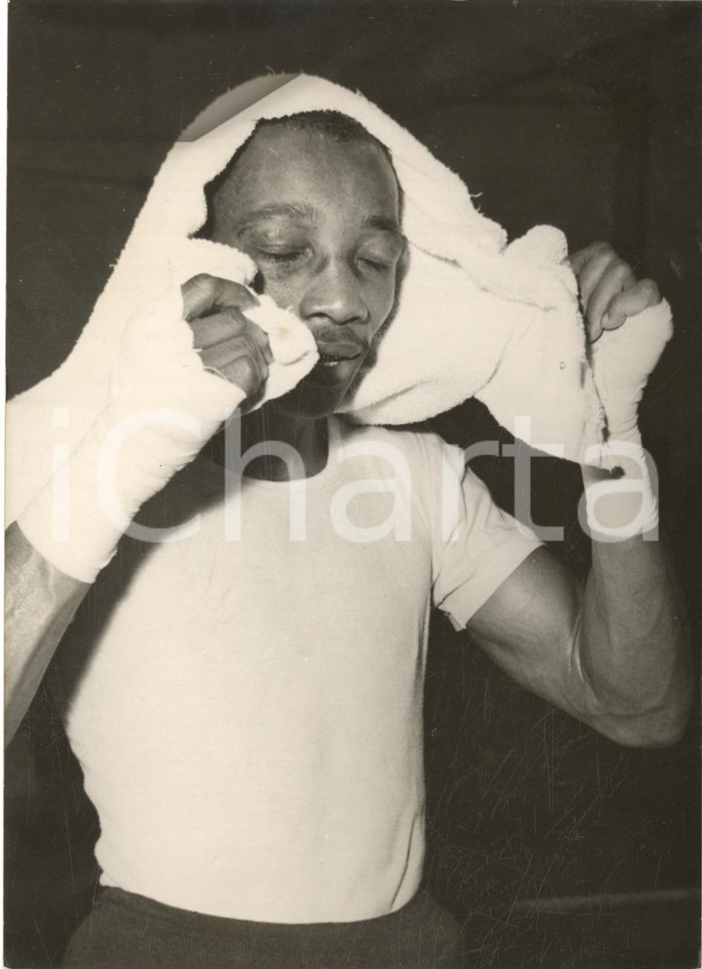 1954 PARIS BOXE Salle Oquinarienne - Sandy SADDLER in allenamento - Foto 13x18
