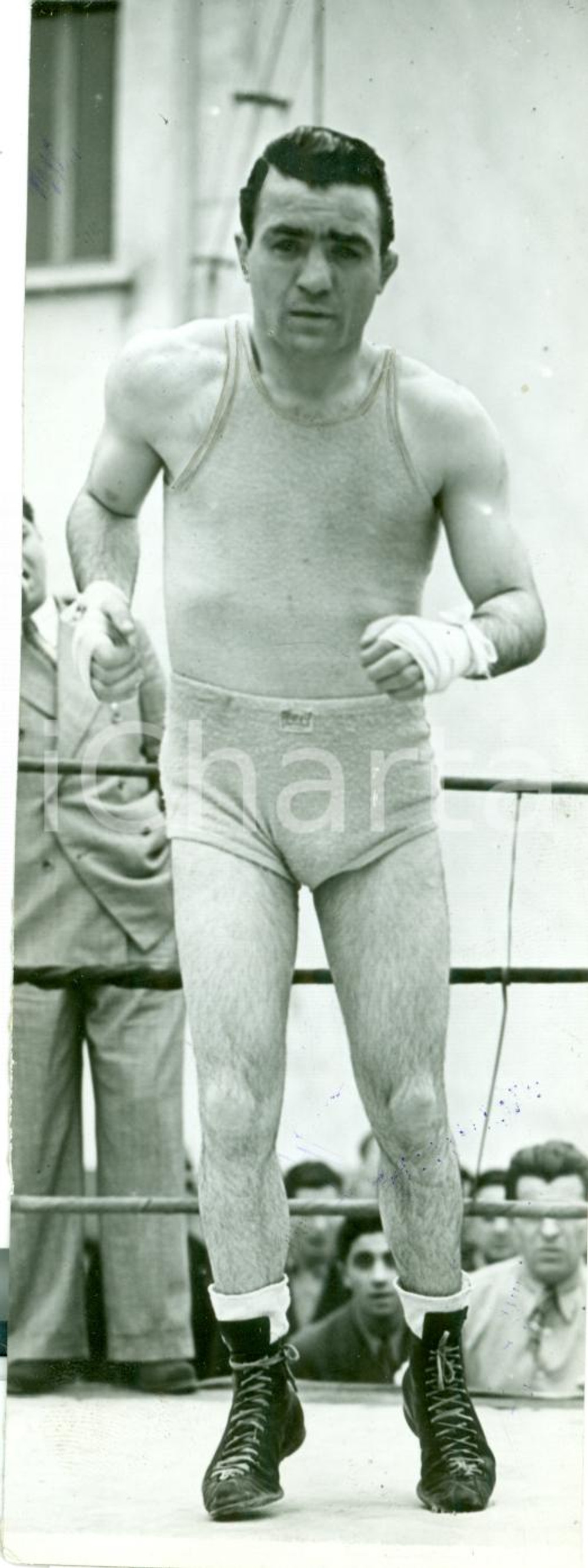 Fotografia d epoca originale 1939 MILANO Boxe Pugile Saverio TURIELLO si allena per match vs Marcel CERDAN 1